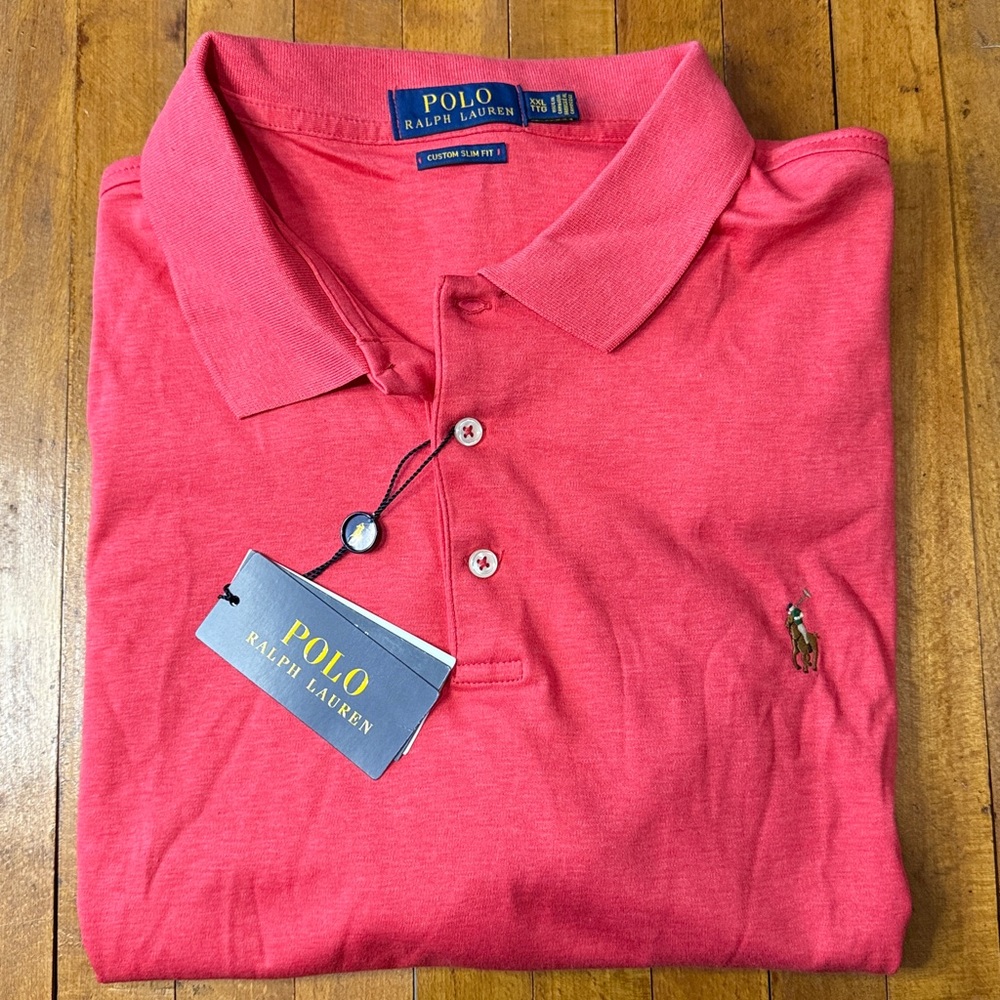 Polo Ralph Lauren Watermelon Short Sleeve Custom Slim Fit Polo Shirt New Size XX